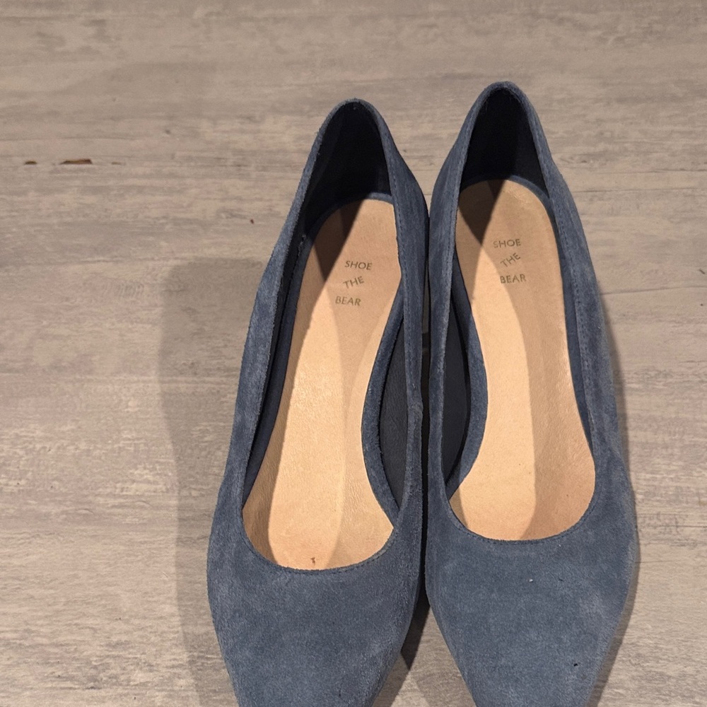 Shoe The Bear Navy Suede Pointed Ballet Flats